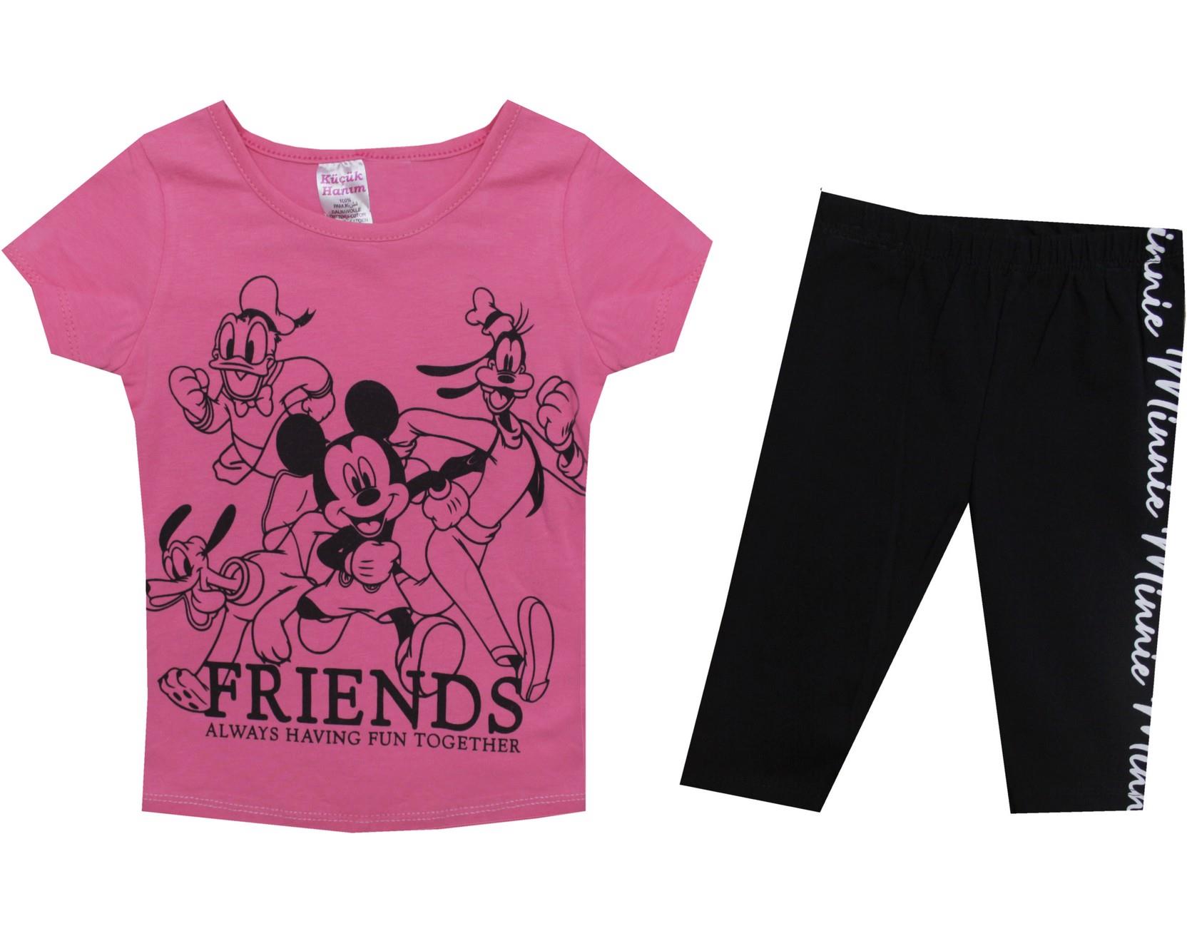 0462 оптом детские летние костюмы-двойки, футболки с лосинами для девочек на 2-3-4-5 лет