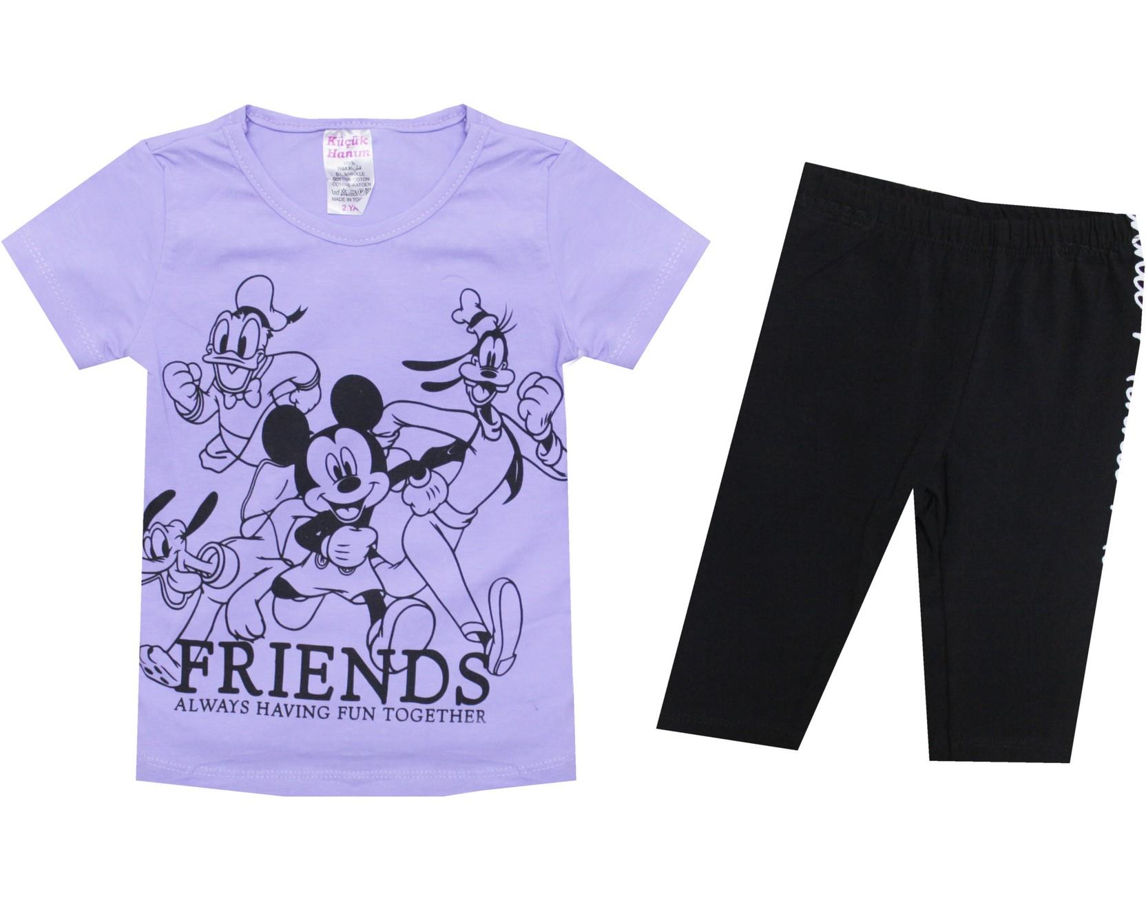 0462 оптом детские летние костюмы-двойки, футболки с лосинами для девочек на 2-3-4-5 лет