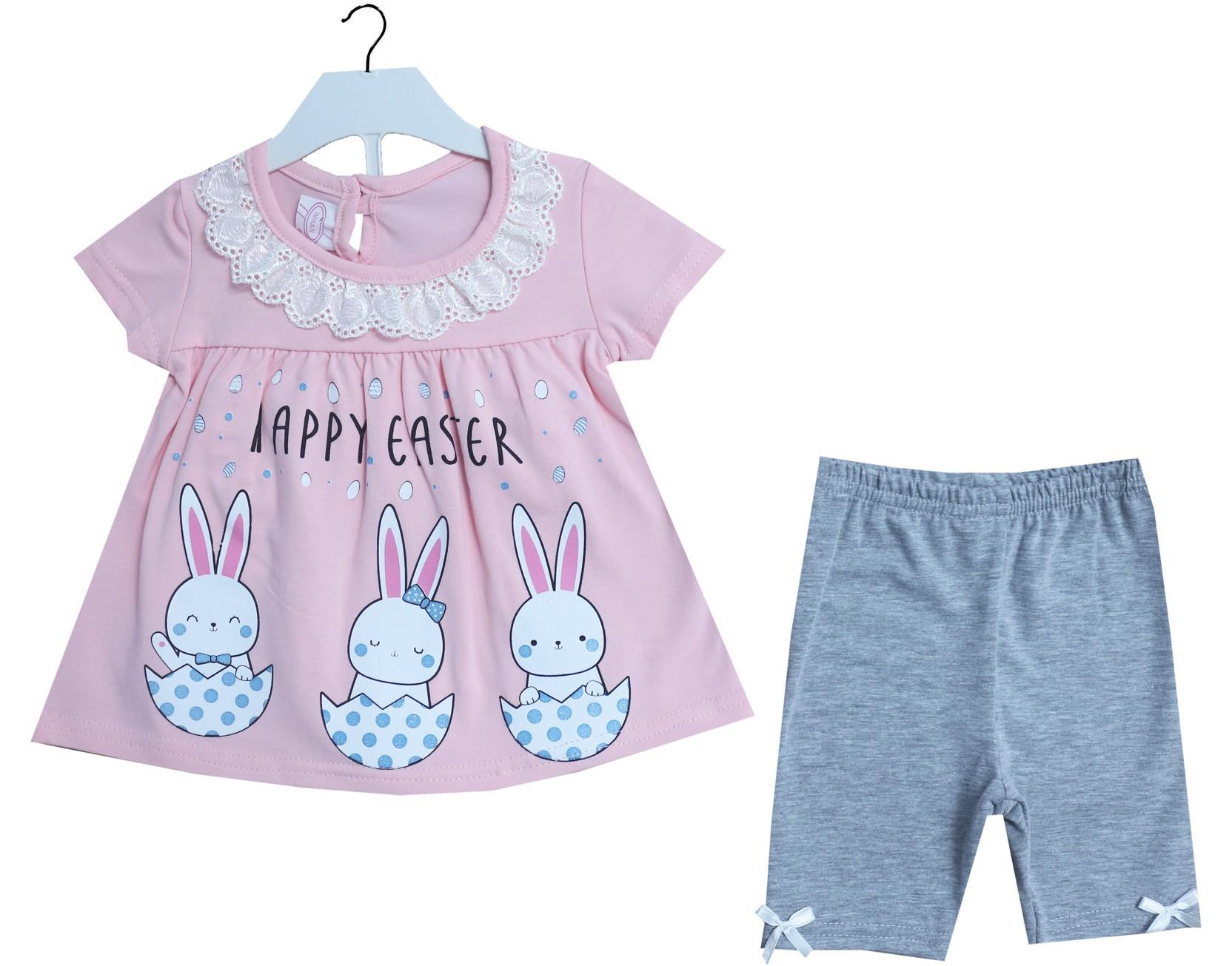 0514 оптом детские костюмы-двойки,платье с лосинами для младенцев на 6-9-12-18 месяцев