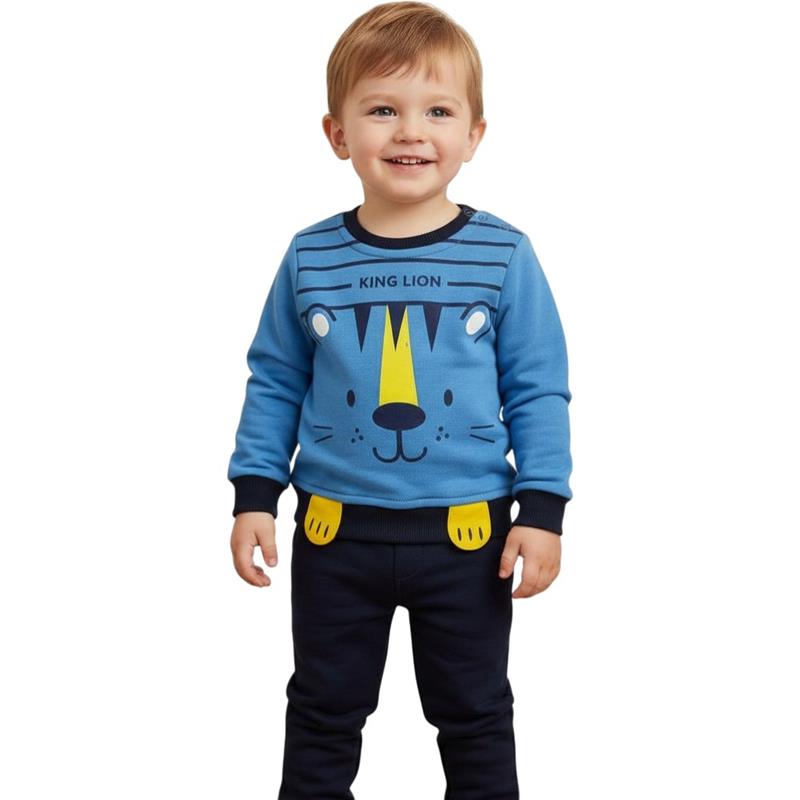 2394 toptan 6-9-12-18 aylık erkek çocuklar için polarlı kışlık iki parçalı takım elbise