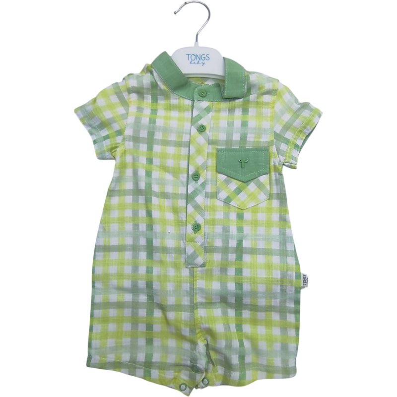 4121 toptan 3-6-9 aylık bebekler için kareli yazlık tulum