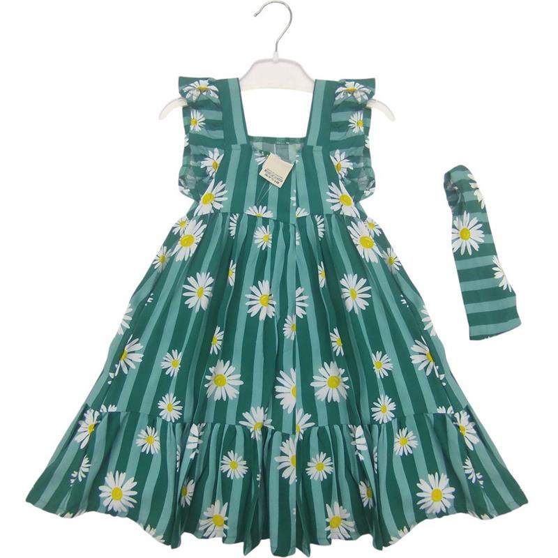 20024 toptan 2/5 yaş kız çocuklar için  viskon kumaş  yazlık elbiseler