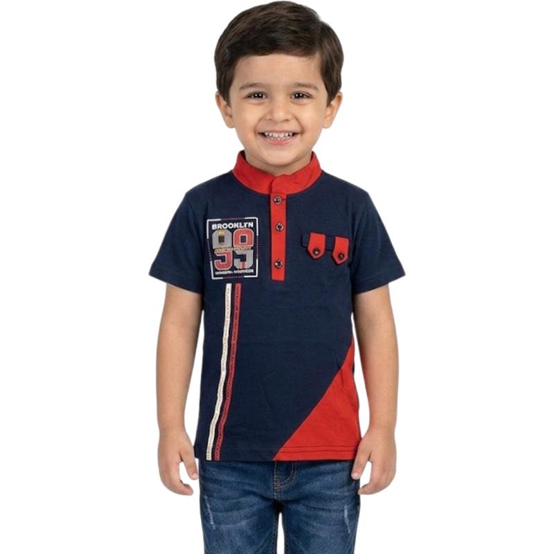 661 toptan 5-8 yaş arası erkek çocuklar için düğmeli yazlık tişörtler