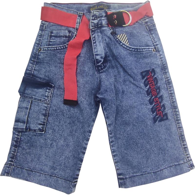 4009 toptan 3/7 yaş erkek çocuklar için yazlık kemerli kot kapri ve şortlar