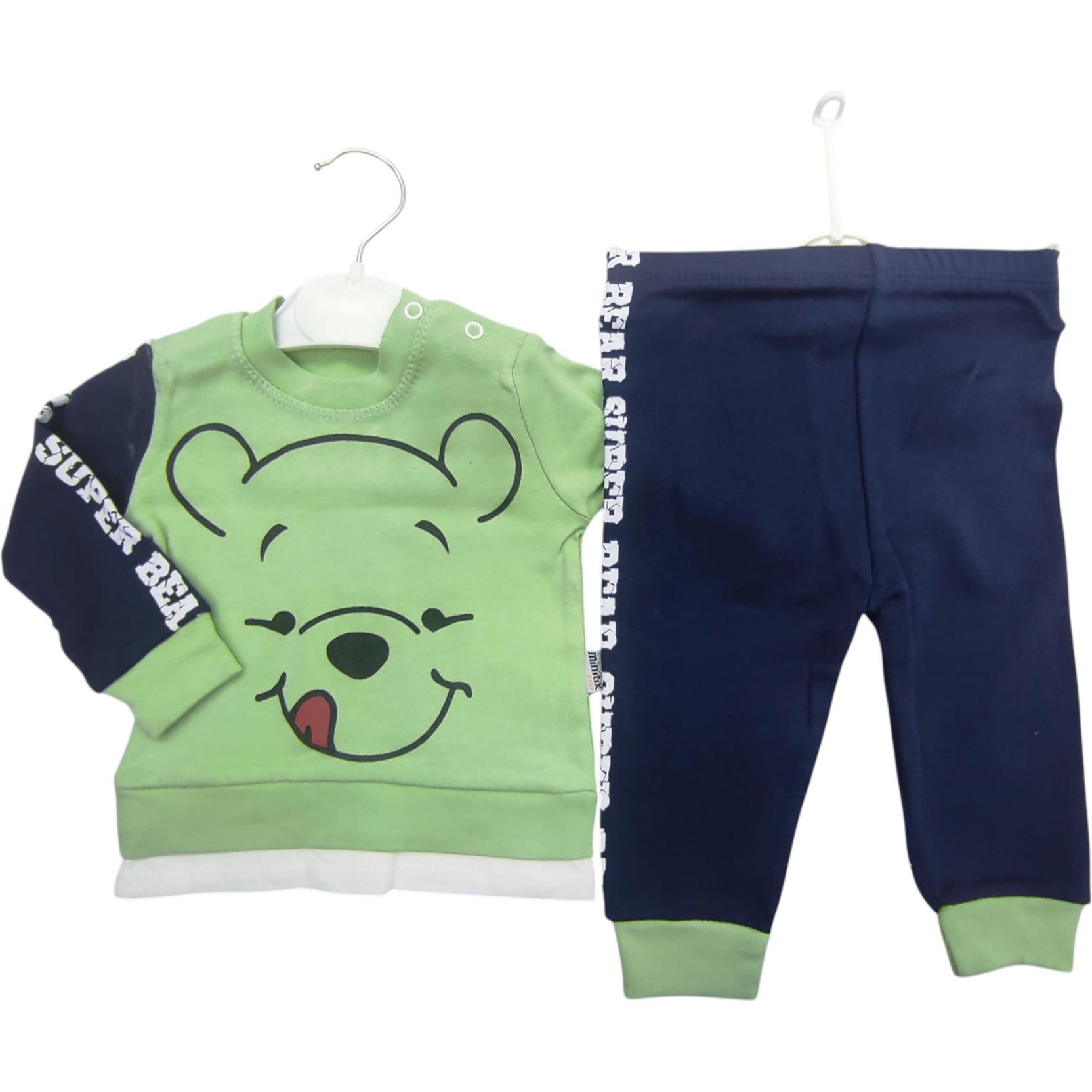 24234 الجملة الأطفال الربيع والخريف قطعتين دعوى مع الدب طباعة للبنين الذين تتراوح أعمارهم بين 9-12-18-24 أشهر