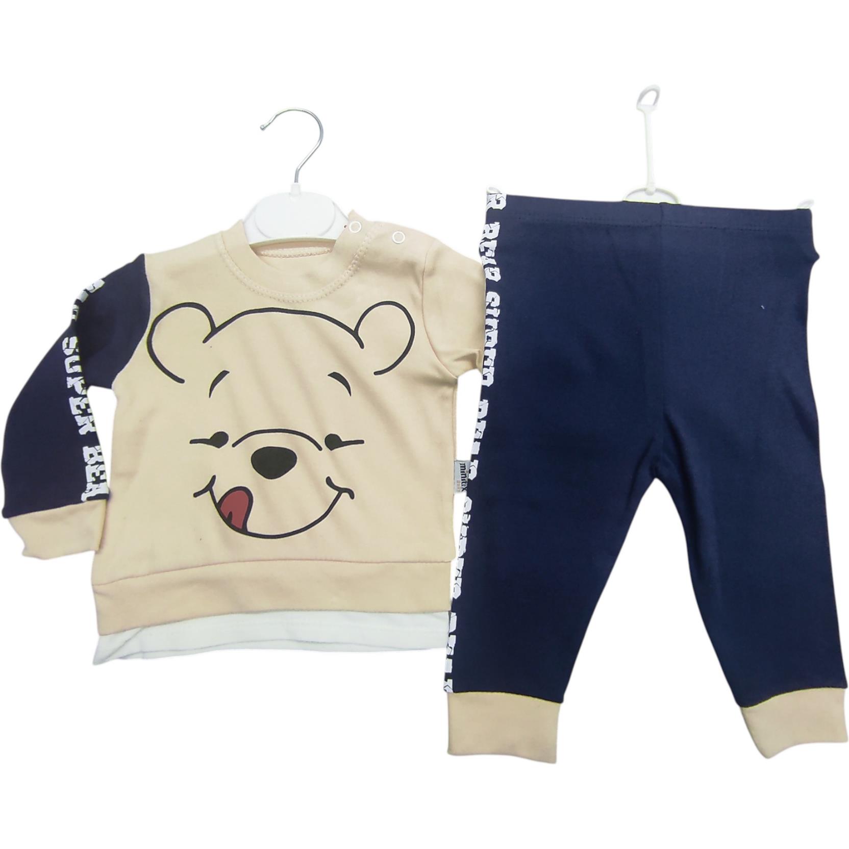 24234 الجملة الأطفال الربيع والخريف قطعتين دعوى مع الدب طباعة للبنين الذين تتراوح أعمارهم بين 9-12-18-24 أشهر