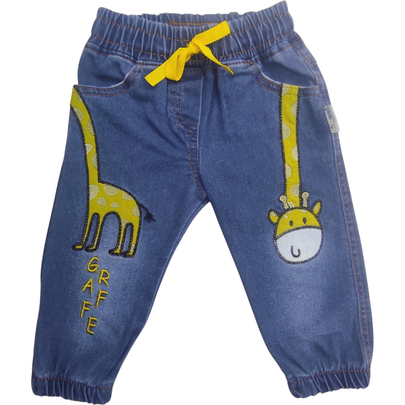 2018 toptan 6/24 aylık bebekler için Zürafa desenli kot pantolon 