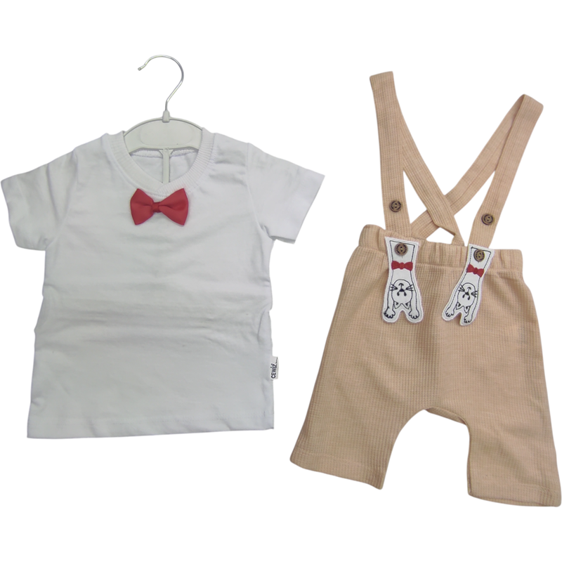 1577 toptan 9-12-18 aylık bebekler işin tişörtlü salopet