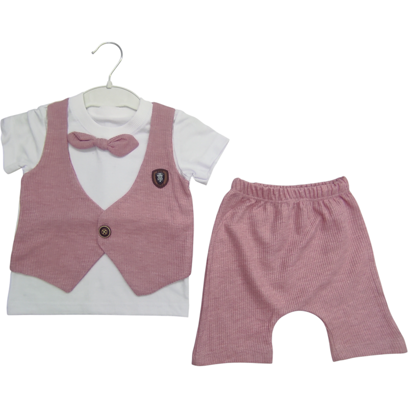 1583 toptan 9-12-18 aylık bebekler için yelekli yazlık ikili takımlar 