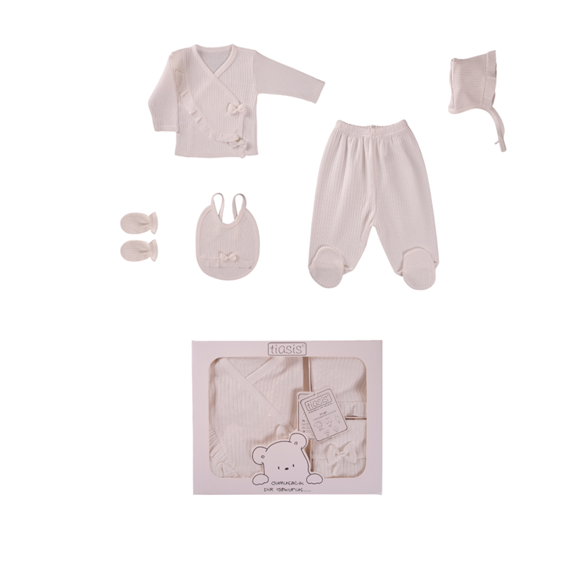 T-1390 toptan beş parçalı yenidoğan hastane çıkışı hediye setleri