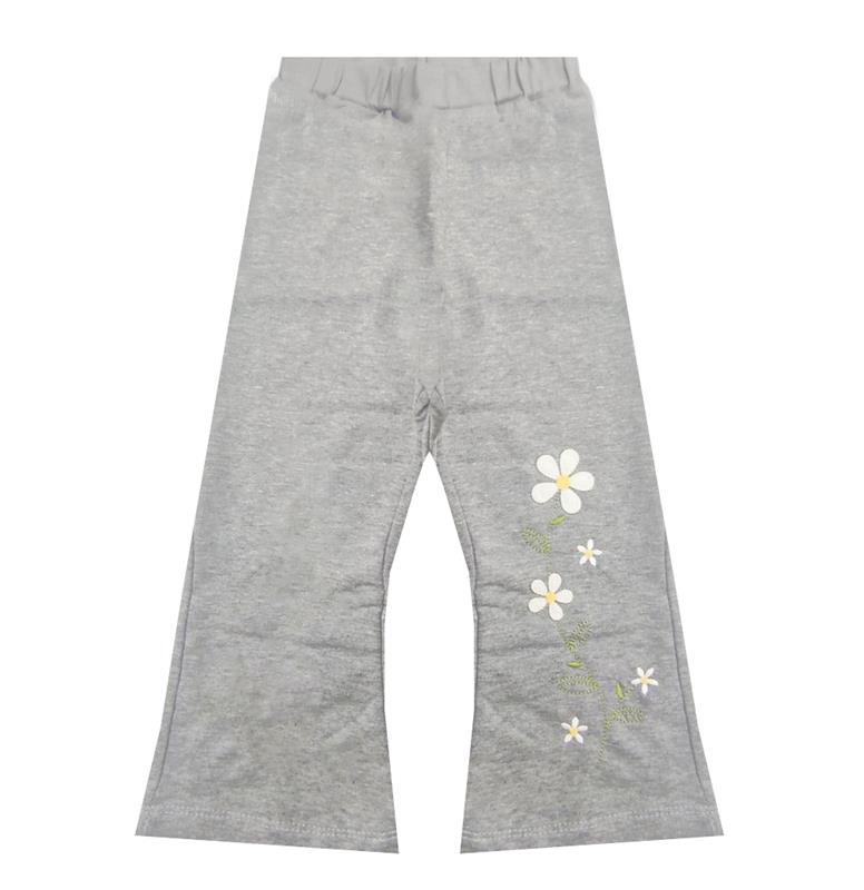 toptan 3/8 yaş kızlar için çiçek işlemeli geniş paçalı pantolon