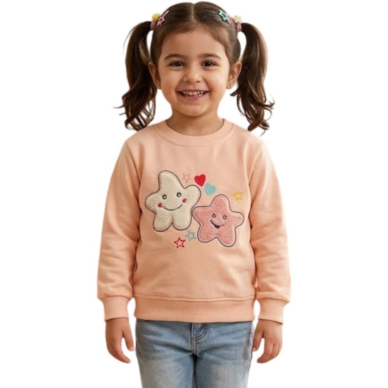 410 toptan 2-5 yaş arası kız çocuklar için çocuk mevsimlik yıldız nakışlı sweatshirt