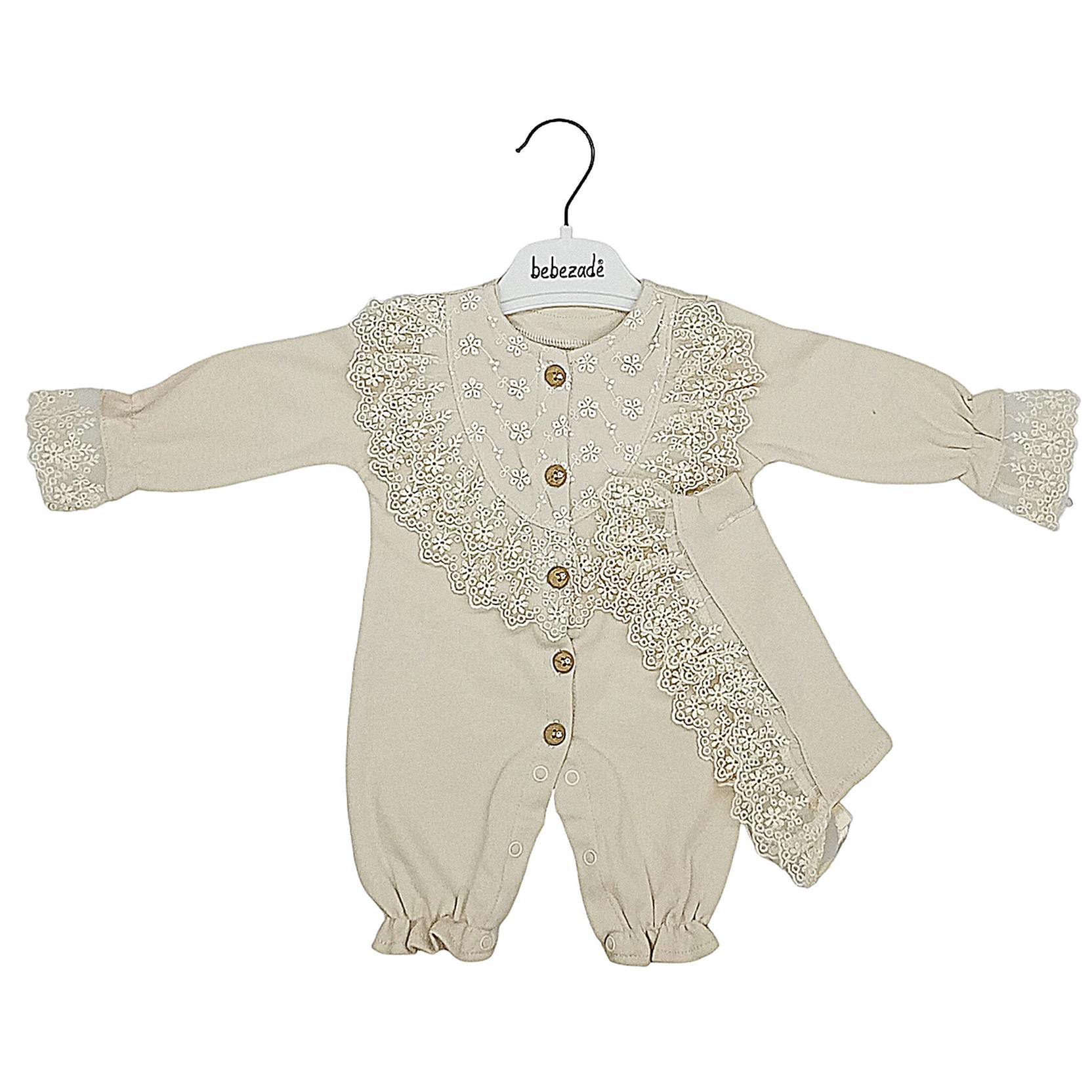817 Dantelli kız bebek tulum modelleri toptan 3-6-9-12 ay
