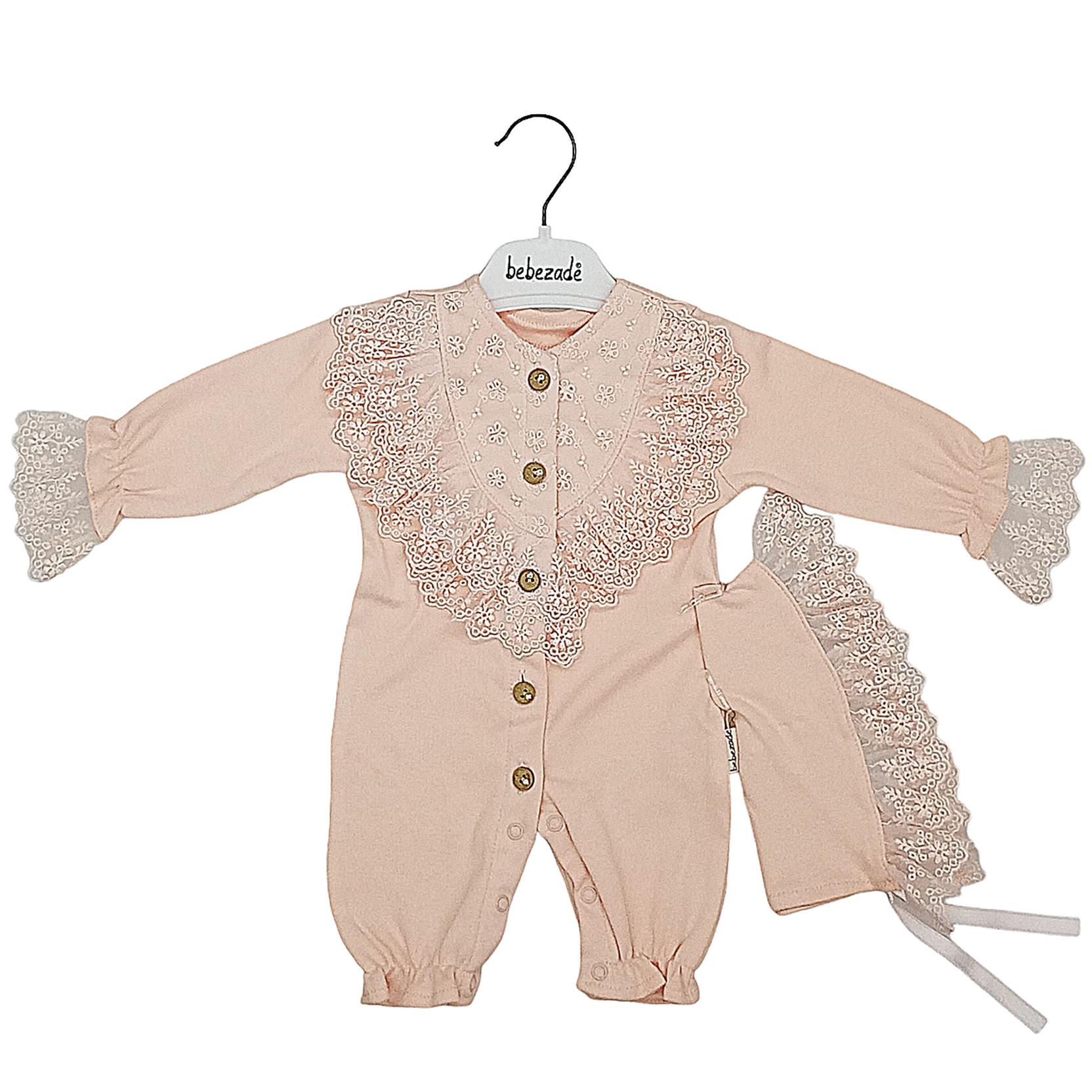 817 Dantelli kız bebek tulum modelleri toptan 3-6-9-12 ay