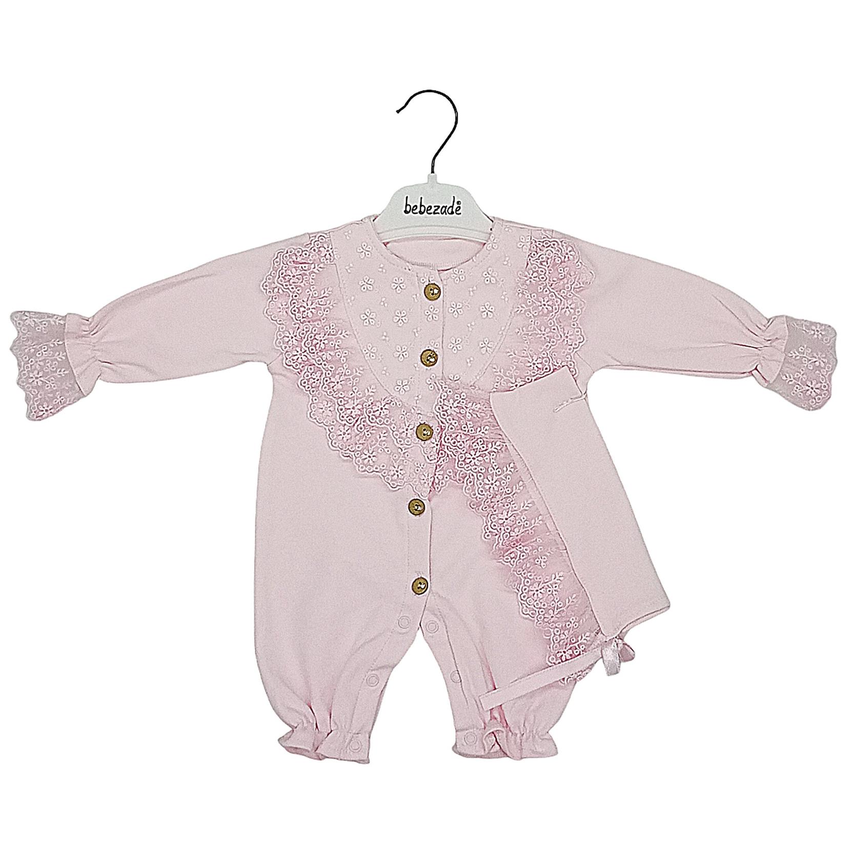 817 Dantelli kız bebek tulum modelleri toptan 3-6-9-12 ay