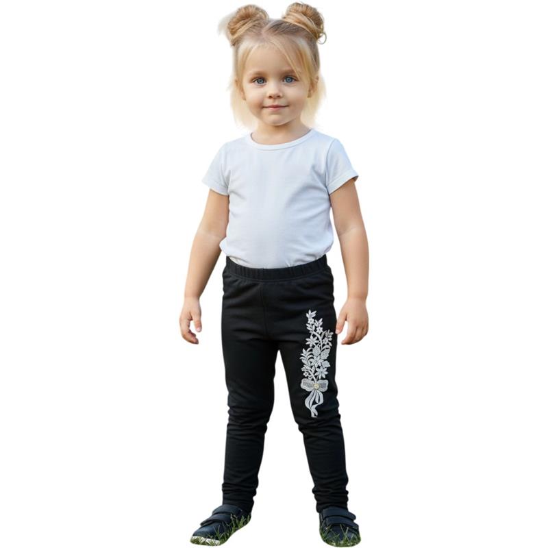 80339 toptan 9-12 yaş kız çocukları için dantelli çiçek baskılı tayt