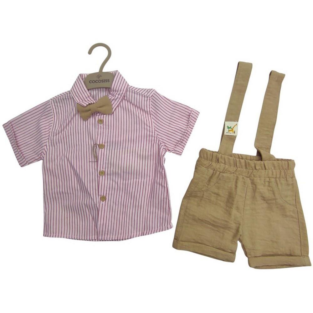 241174 الجملة قمصان الصيف للأطفال مع السراويل مع الأشرطة للبنين لمدة 9/24 أشهر