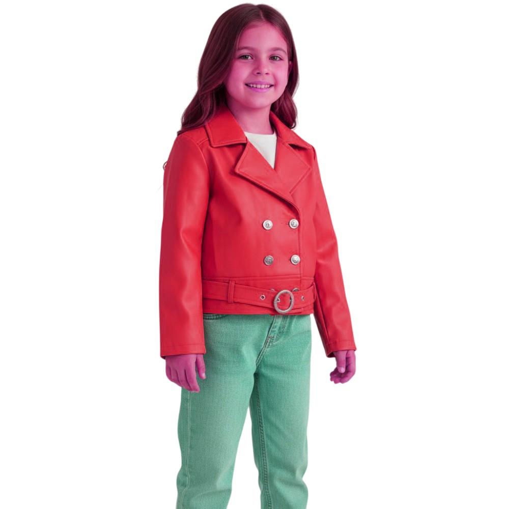 Wholesale children's demi-season short faux leather jackets for girls aged 5-6-7-8 years