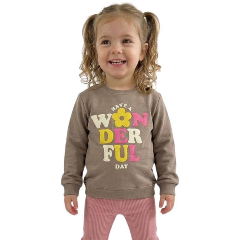 2112 toptan 5-8 yaş arası kız çocuklar için çocuk mevsimlik WONDER FUL nakışlı sweatshirt 