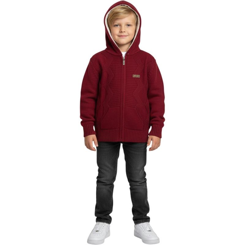 3035 toptan 10-14 yaş arası erkek çocuklar için kapüşonlu mevsimlik triko hırkalar