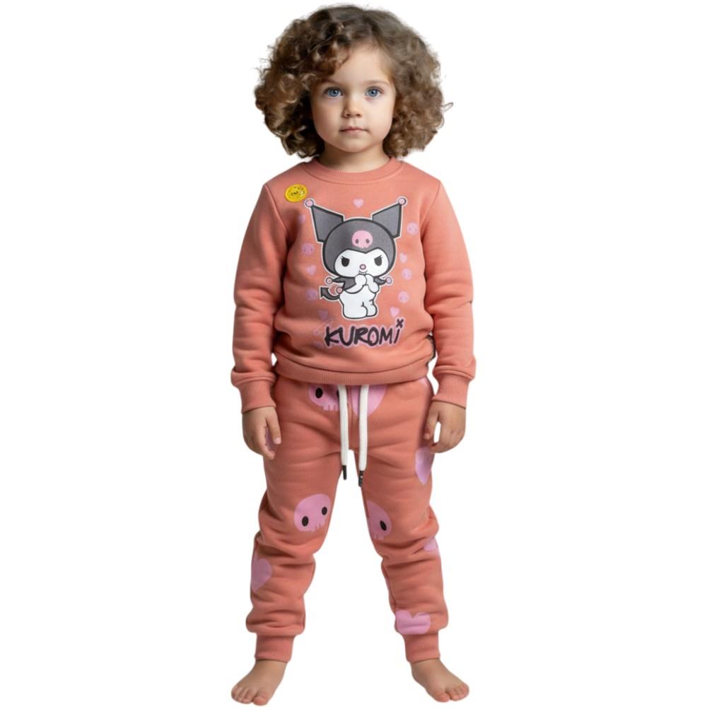 BTS0099 Wholesale children's tracksuit with Kuromi print (two-piece: sweatshirt and trousers) for girls aged 3/6 years