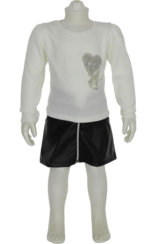 6234 deri etek kız çocuk takım toptan 6/9 yaş