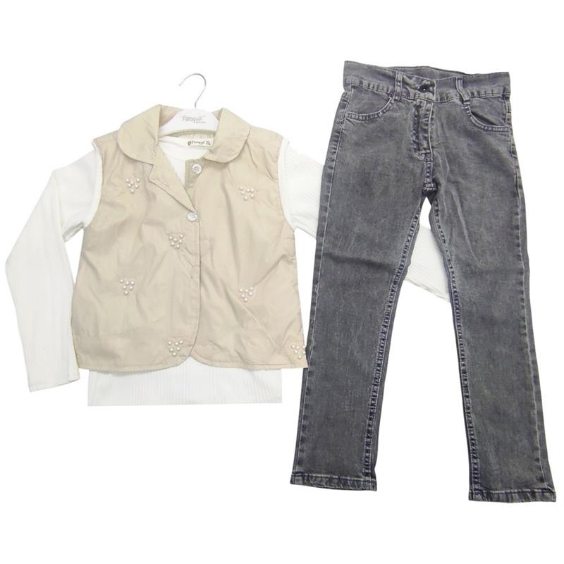 2187 toptan 6-7-8-9 yaş çocuklar için yelekli mevsimlik üçlü takım