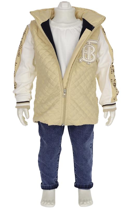 50553 Kışlık lüks bebe takımlar toptan 6/24 ay yelekli