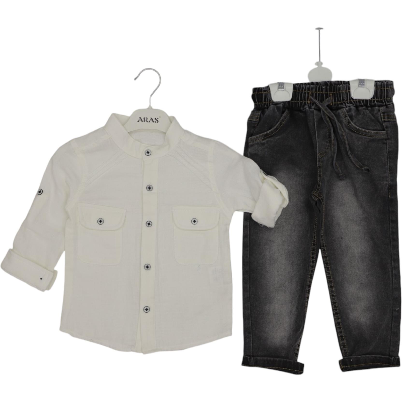 7093 بدلات من قطعتين للأطفال بالجملة ، قمصان مع بنطلون جينز للأولاد لمدة 2/5 سنوات