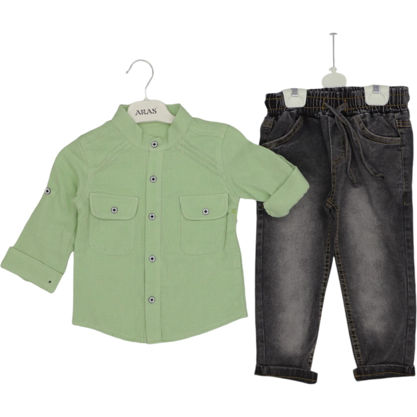 7093 بدلات من قطعتين للأطفال بالجملة ، قمصان مع بنطلون جينز للأولاد لمدة 2/5 سنوات