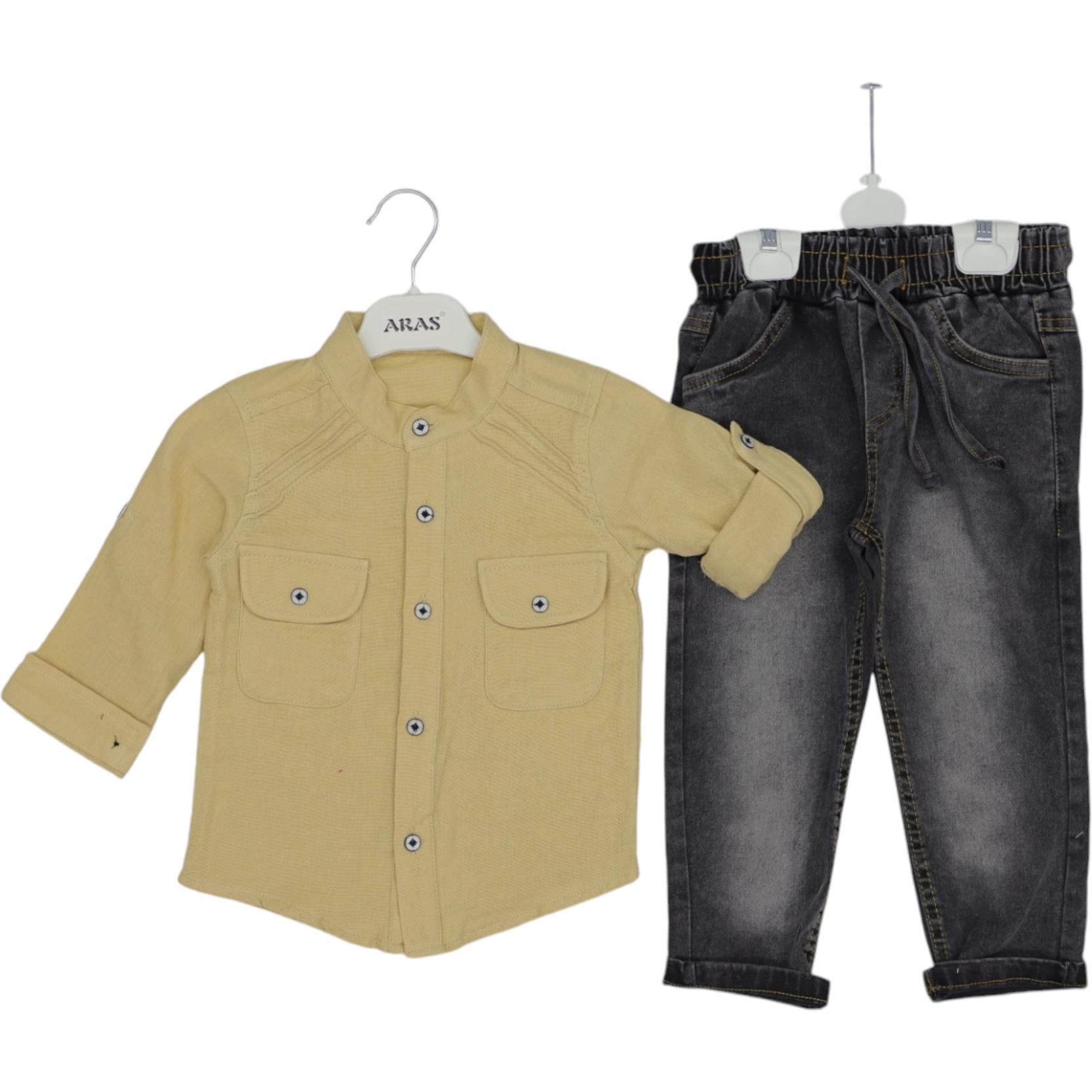 7093 بدلات من قطعتين للأطفال بالجملة ، قمصان مع بنطلون جينز للأولاد لمدة 2/5 سنوات