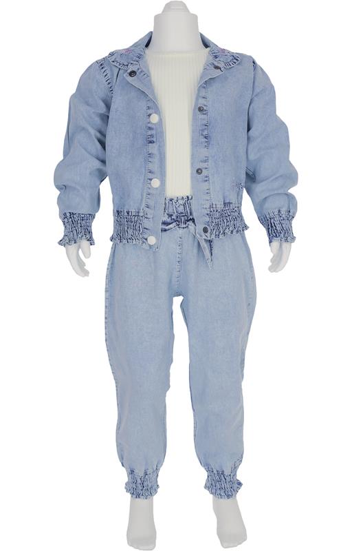 2188 kot ceket ve pantolon kız giyim toptan 2-5 yaş