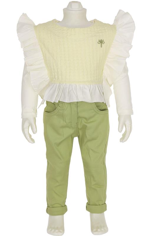 4406 yeşil pantolonlu kız takım toptan 6/9 yaş