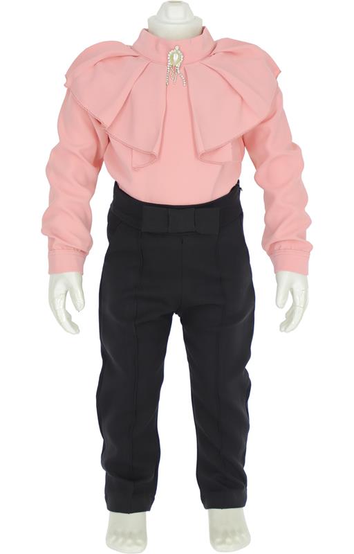 2208 kız çocuk pembe bluz siyah pantolon takım toptan 6/9 yaş
