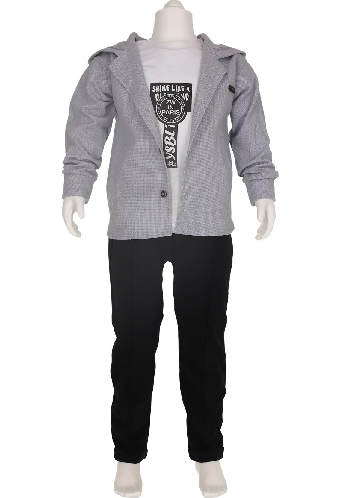 5014 оптом детские демисезонные костюмы тройки,рубашки с капюшоном,футболки,брюки для мальчиков на 9/12 лет