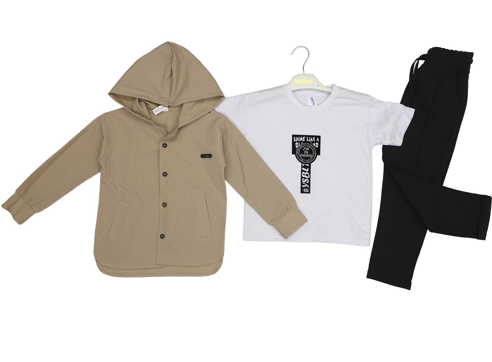 5014 оптом детские демисезонные костюмы тройки,рубашки с капюшоном,футболки,брюки для мальчиков на 9/12 лет