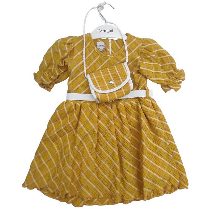 2521 toptan 2/5 yaş kız çocuklar için yazlık çantalı elbise