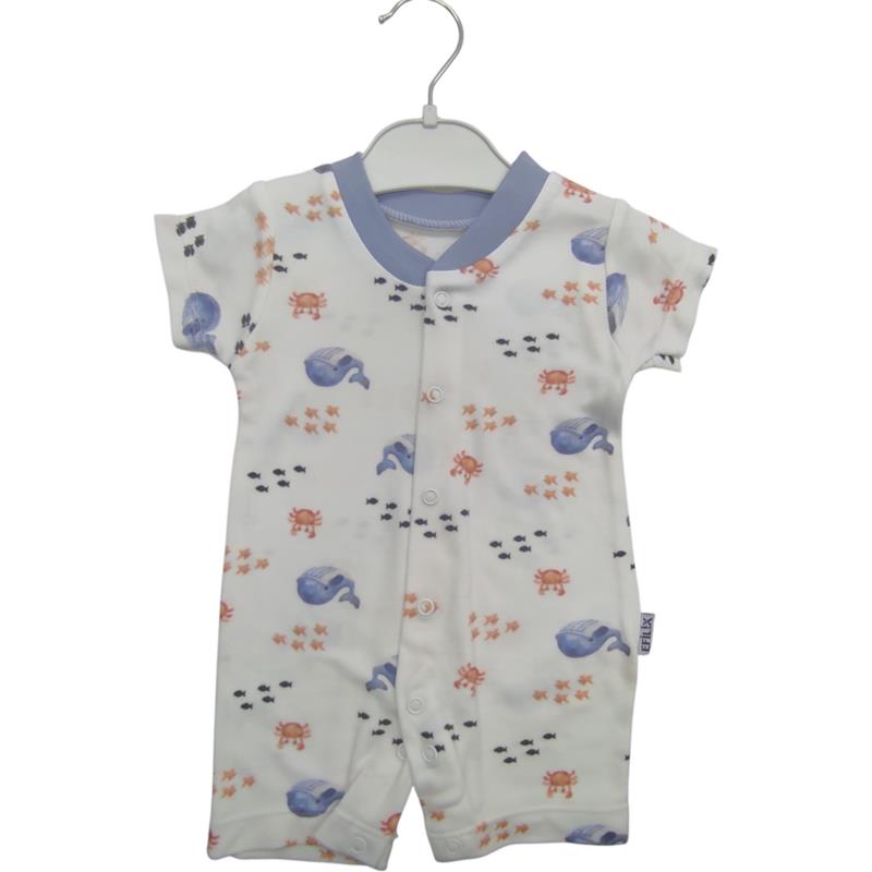 1151 toptan 3-6-9 aylık  bebekler işin balık desenli yazlık tulumlar 