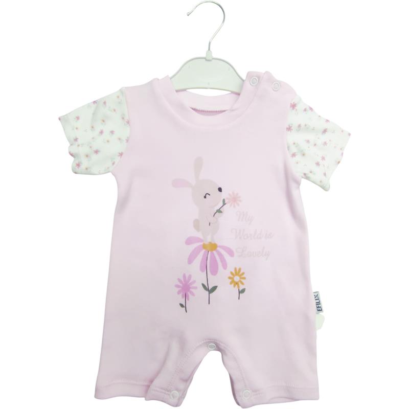 1156 toptan 3-6-9 aylık bebekler için çiçek nakışlı yazlık tulum