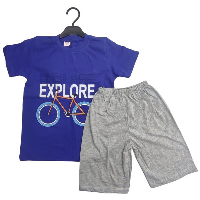 1252 toptan 5/8 yaş erkek çocuklar için şortlu tişörtlü yazlık ikili takım 