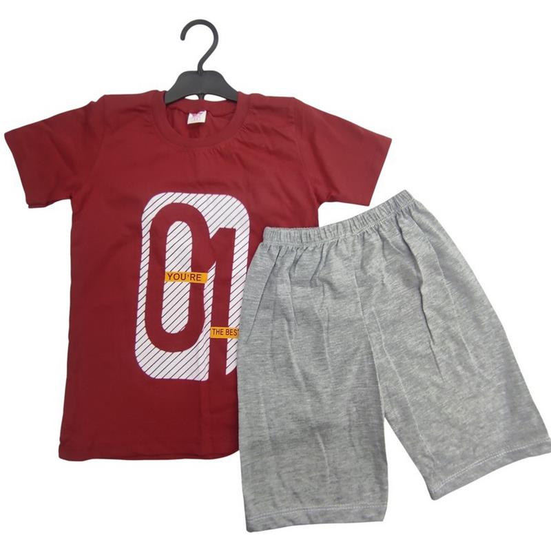 1261 toptan 5/8 yaş arası erkek çocuklar için tişörtlü ve şortlu iki parçalı yazlık takım 