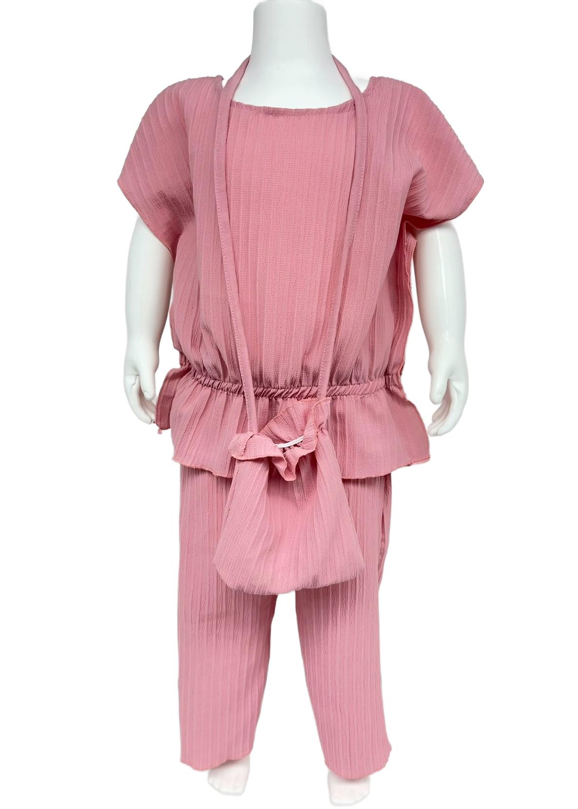 25103 بدلات صيفية للأطفال بالجملة من قطعتين مع حقيبة يد للبنات لمدة 3/6 أشهر