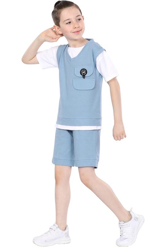 51035 yazlık kaliteli erkek çocuk takımlar toptan 5/8 yaş online mağaza