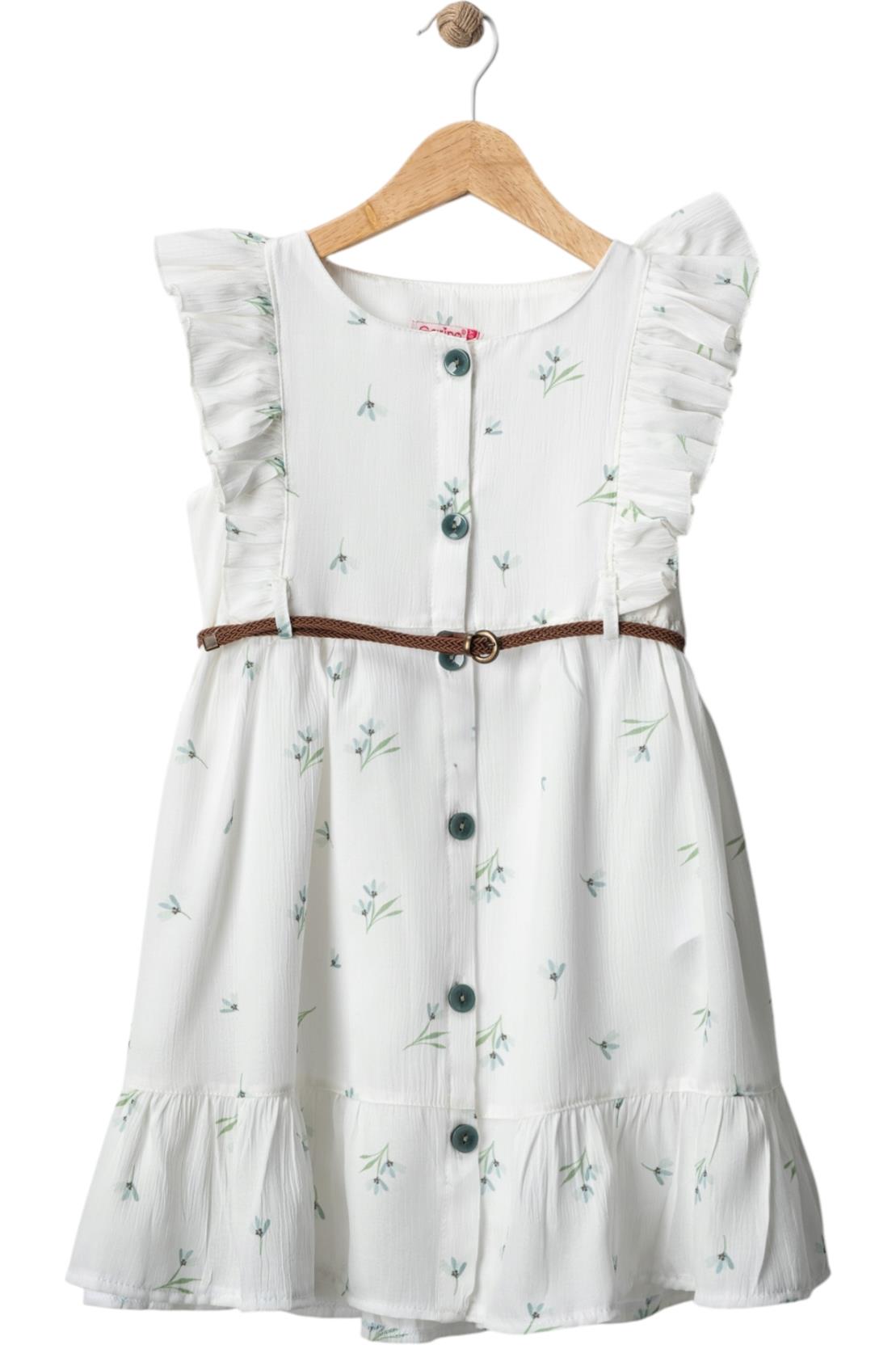 4323 kız çocuk elbiseleri toptan 9/12 yaş fırfır çiçekli desen