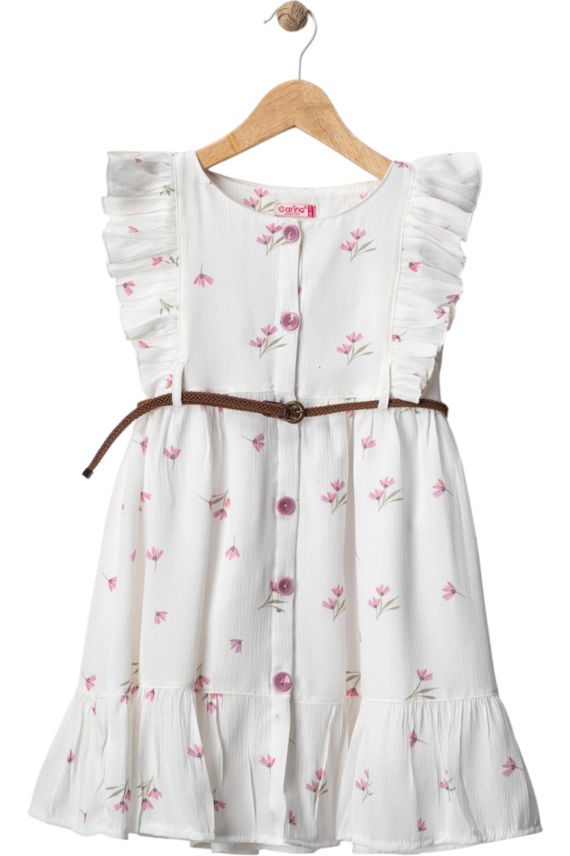 4323 kız çocuk elbiseleri toptan 9/12 yaş fırfır çiçekli desen