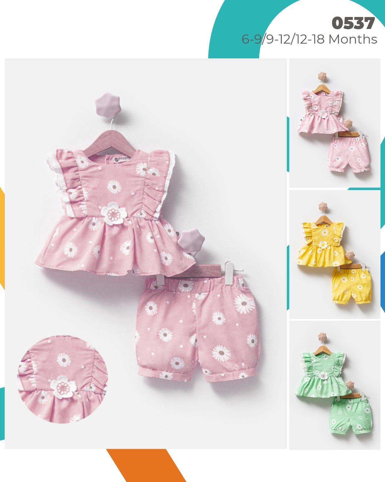 0537 оптом детские летние костюмы двойки для младенцев на 6-9-12 месяцев