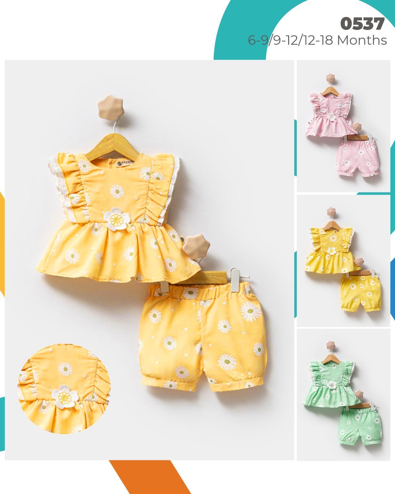 0537 оптом детские летние костюмы двойки для младенцев на 6-9-12 месяцев