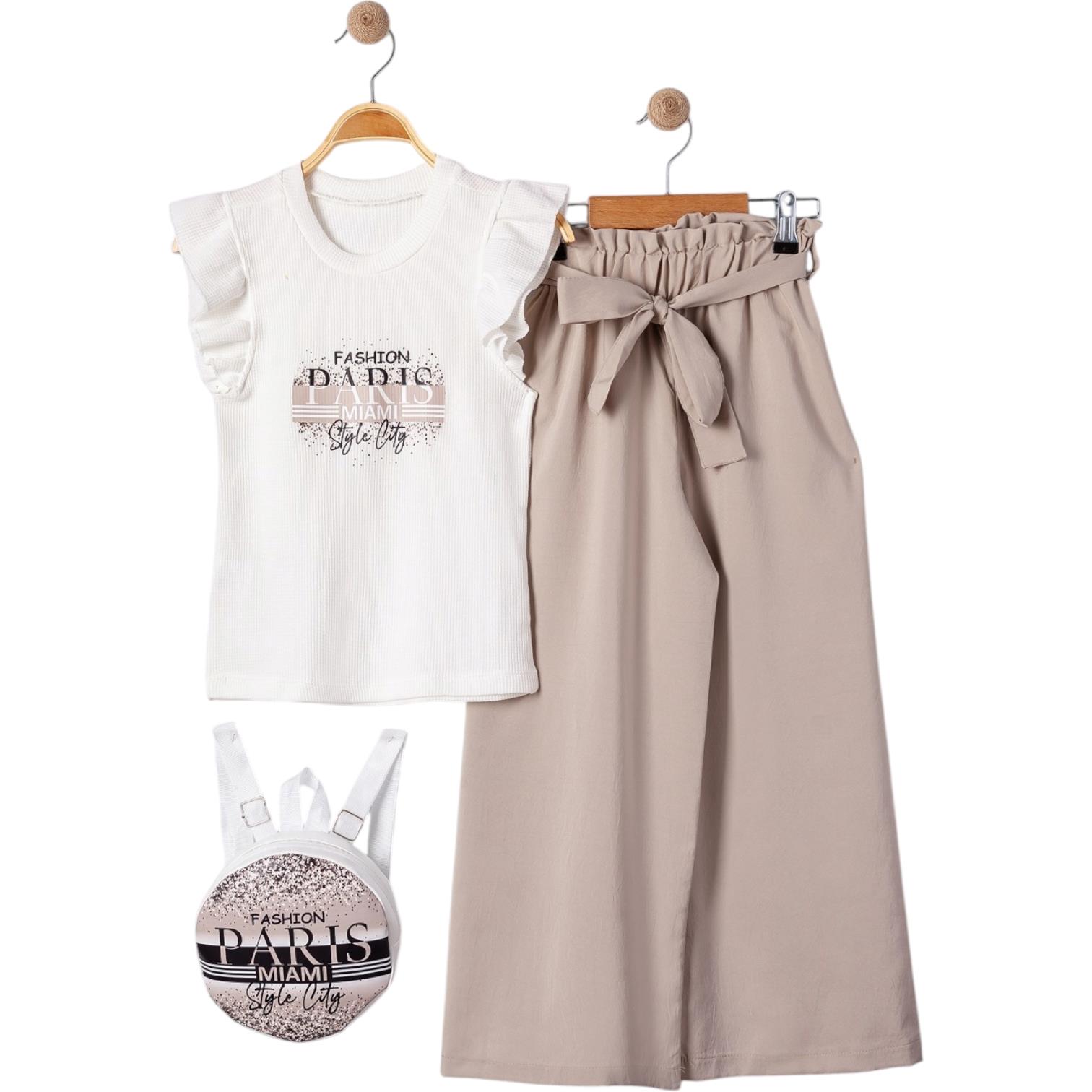 9034 оптом детские летние костюмы двойки с сумочкой,футболки с брюками для девочек на 3/6 лет