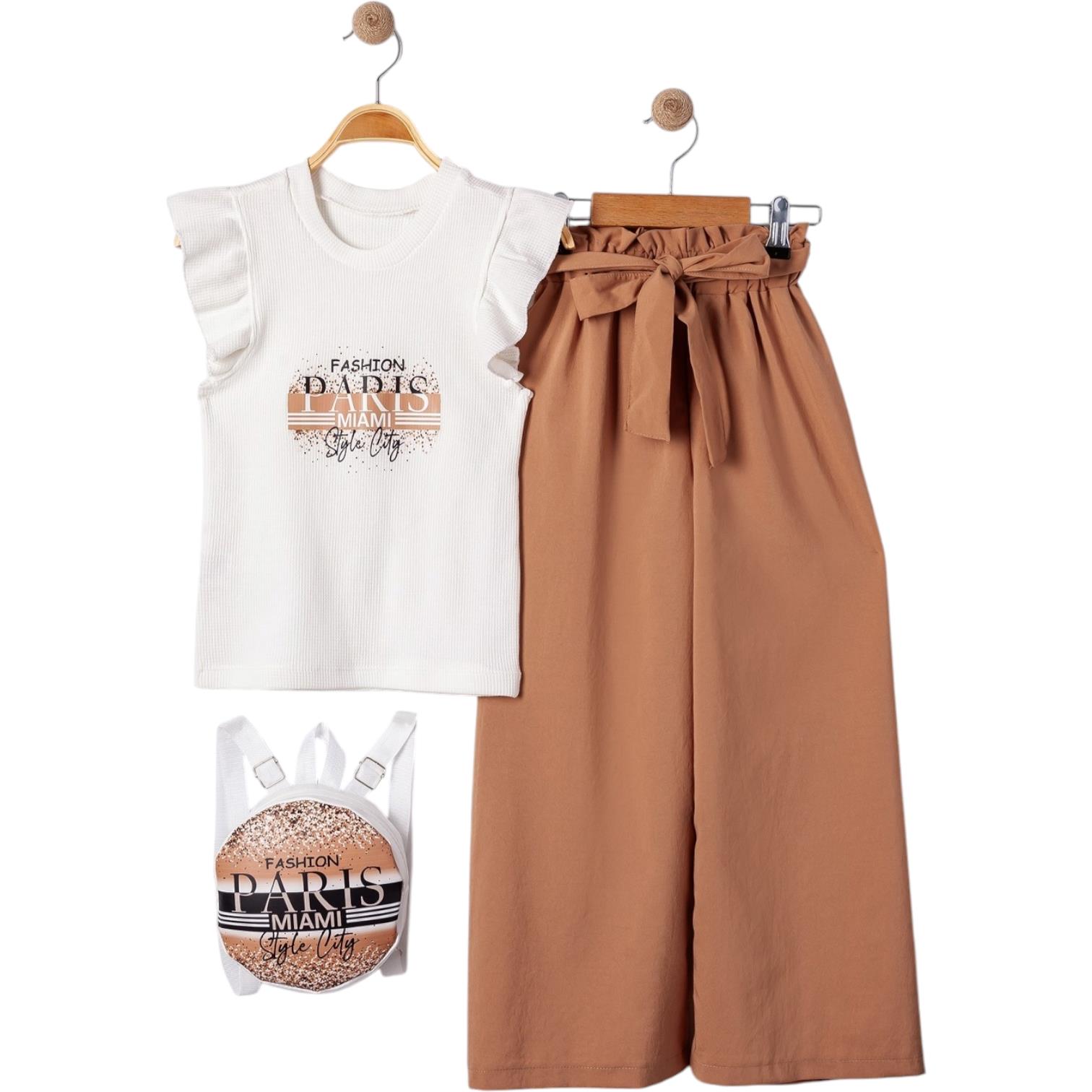 9034 оптом детские летние костюмы двойки с сумочкой,футболки с брюками для девочек на 3/6 лет