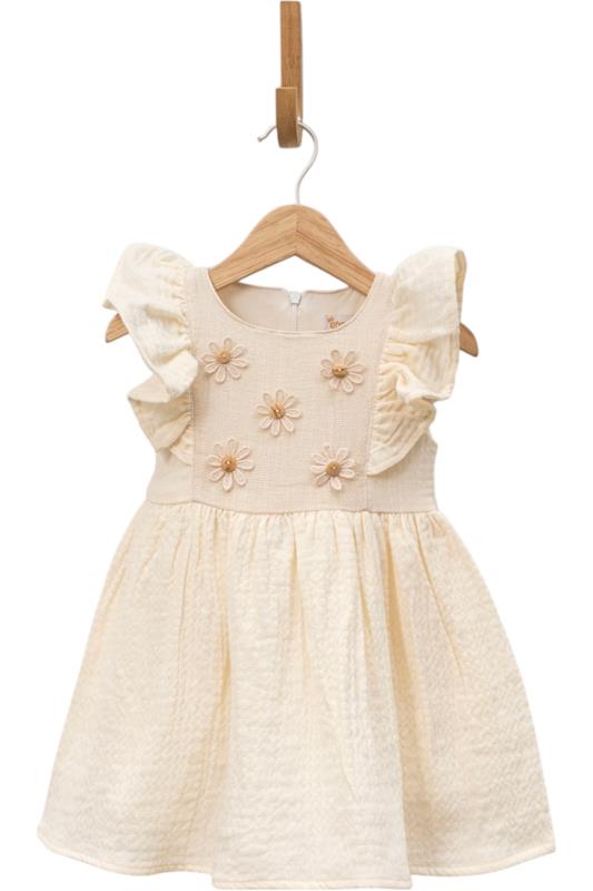 5508 yazlık mükemmel kız çocuk elbiseleri toptan 2/5 yaş papatya nakışlı